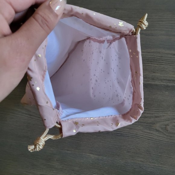 IPSY Glam Bag Plus Makeup Bag December 2021 Pink with Gold Stars Drawstring - Picture 2 of 3